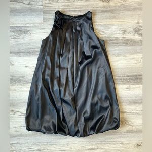 Black satin bubble baby doll dress